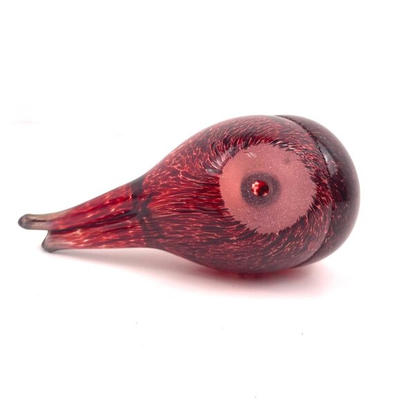 Hand Blown Art Glass Bird Figurine Red Speckled Murano Style Studio Art Glass - Picture 10 of 10